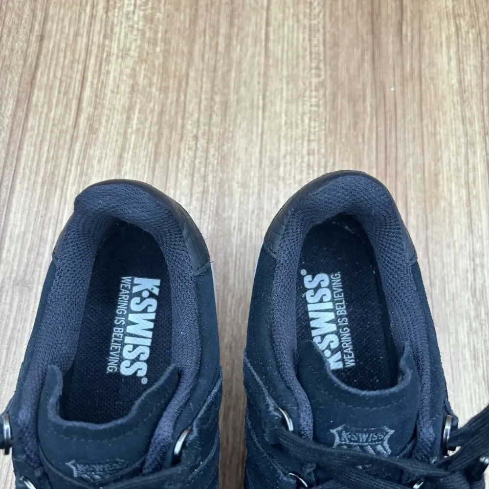 K-Swiss Women's Classic VN‎ Platform Black Suede Leather White Sneakers Size 10